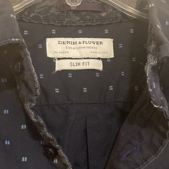 Denim & Flower Button Down Shirt - Picture 3 of 9